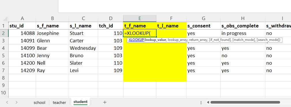 Using XLOOKUP in Excel