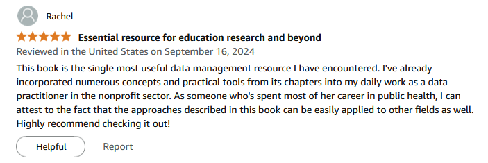 A customer review of the Data Management in Large-Scale Education Research on Amazon